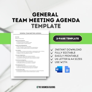 General Team Meeting Agenda Template Printable Team Meeting Checklist Team Management Meeting Minutes Format Effective Meeting Notes