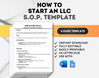 LLC Setup SOP Template: Business Registration Guide (Google Docs, MS Word)