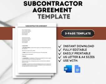 Plantilla de contrato de subcontratación: Contrato comercial (descarga inmediata)