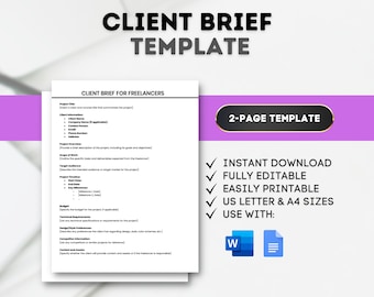 Client Brief Template Client Expectations Form Client Intake Form Project Scope Template Client Information Sheet Client Needs Assessment