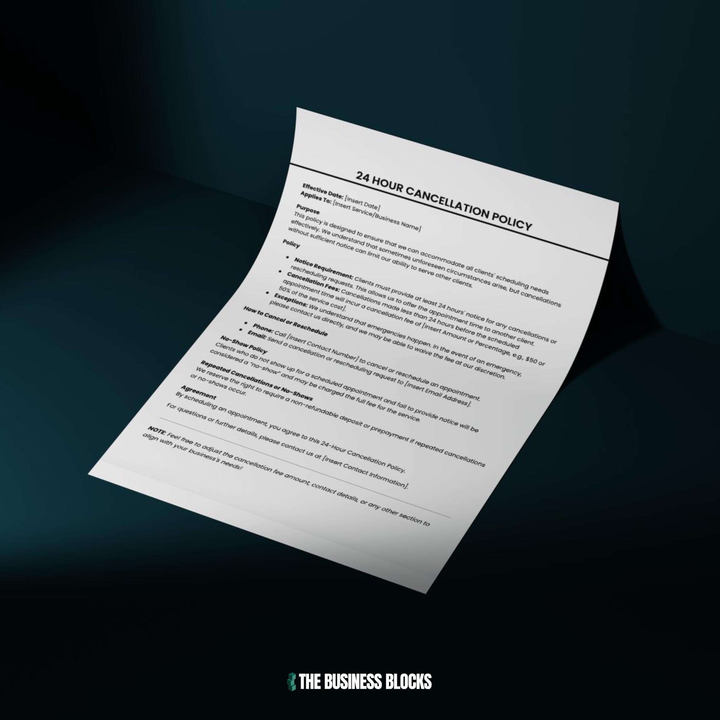 Image 5 for 24 Hour Cancellation Policy Template