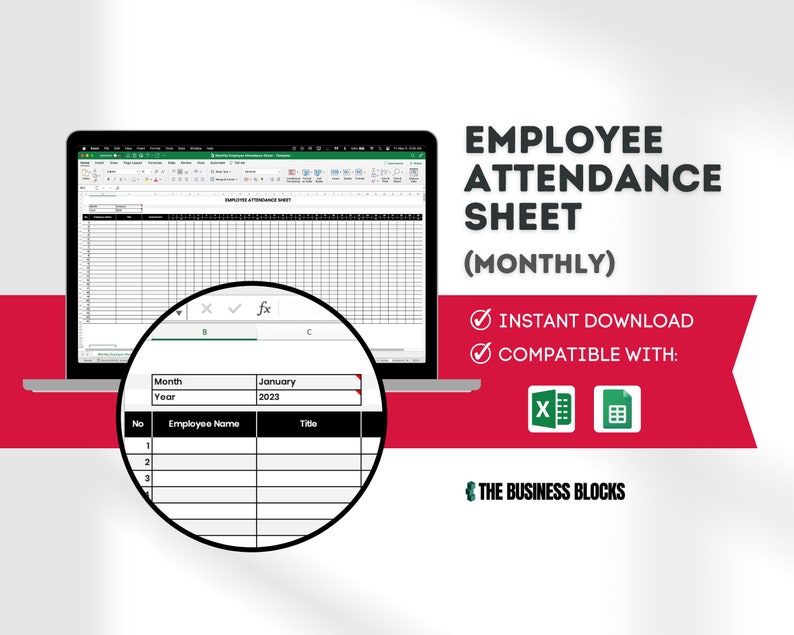 Employee Attendance Tracker: Google Sheet & Excel Template (instant ...