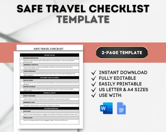 Checklisten-Vorlage für sicheres Reisen (google Docs, Microsoft Word)