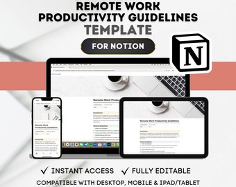 NOTION Remote Work Productivity Guidelines Template Human Resources Template for Notion Remote Work Best Practices Work From Home WFH