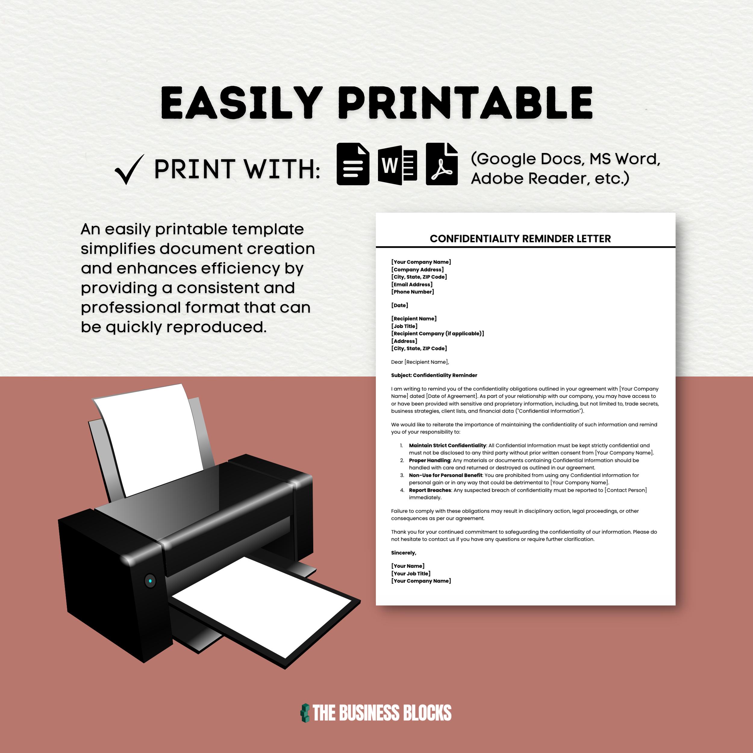 Confidentiality Reminder Letter Template: Employee Confidentiality ...