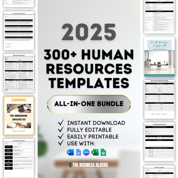HR Templates: Employee Onboarding, Handbook, Forms (Digital Download)