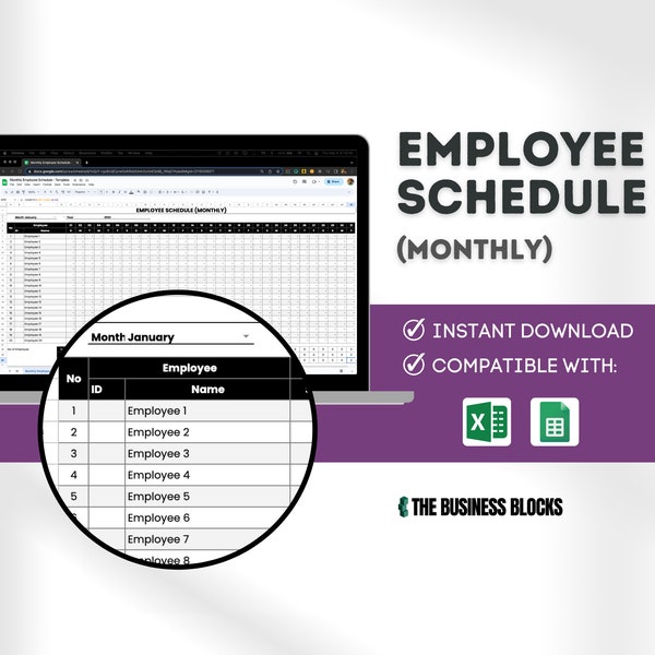 Simple Employee Schedule Template - Etsy