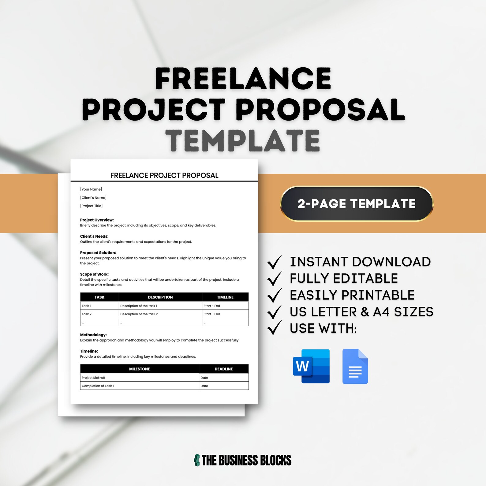 Freelance Project Proposal Template: Professional Bid Format (digital ...