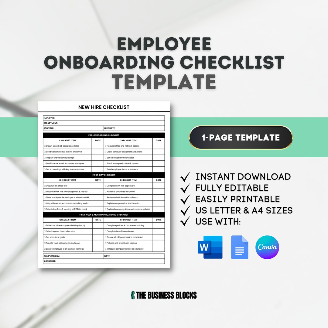 New Hire Checklist Employee Onboarding Checklist Employee Job Duties ...