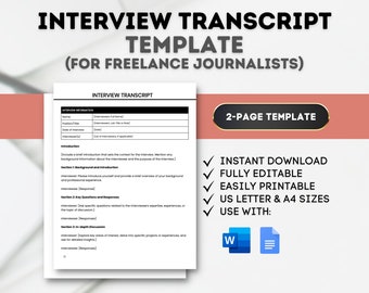 Interview Transcript Template Freelance Journalist Interview Template Journalist Transcript Format Interview Transcription Guidelines