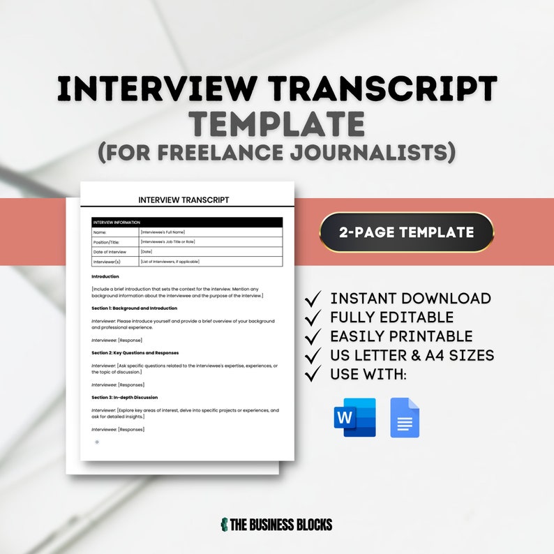 Interview Transcript Template Freelance Journalist Interview Template