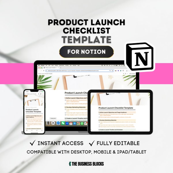 NOTION Product Launch Checklist Template Notion Checklist for Product Launch Planning in Notion Template for Launching Products Release