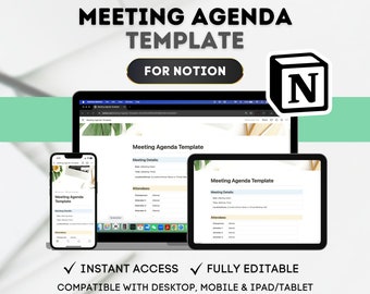 NOTION Meeting Agenda Template Customizable Meeting Planner Template for Notion Meeting Agenda Format How to Create a Meeting Agenda