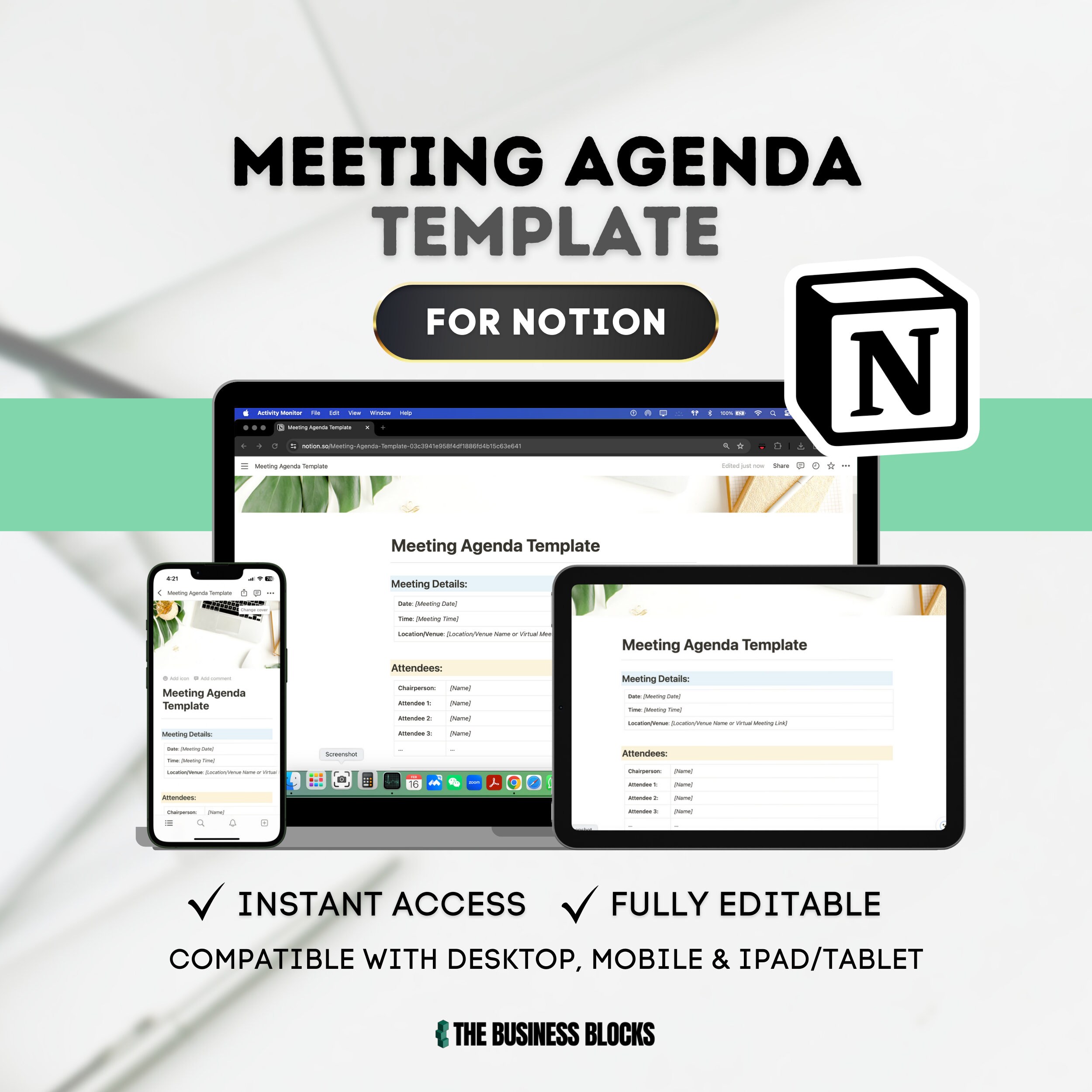 NOTION Meeting Agenda Template Customizable Meeting Planner Template NOTION Meeting Agenda Template Customizable Meeting Planner Template