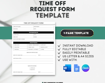 Employee Time Off Request Form Employee Vacation Employee Leave Request Form Time Off Request Template Vacation Leave Form Time Off Tracker