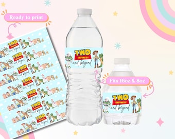 Etiquetas para botellas de agua de Toy Story, fiesta de cumpleaños de Two Infinity and Beyond, recuerdos de fiesta de Toy Story (descarga digital)