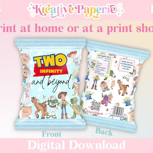 Toy Story Chip Bags, Two Story Digital Chip Bags, Digital Download, Toy Story birthday Party, Two Infinity And Beyond Party Decor