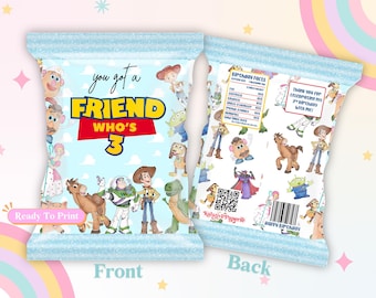 Toy Story Chip Bags, Toy Story Digital Chip Bags, Digital Download, Toy Story birthday Party, You got a Friend Who's 3 Party Decor