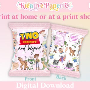 Pink Toy Story Chip Bags, Two Story Digital Chip Bags, Digital Download, Girl Toy Story birthday Party, Two Infinity And Beyond Party Decor