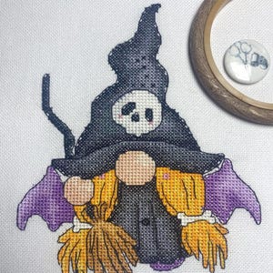 Witch, Cross stitch pattern, Gnome cross stitch, Easy cross stitch