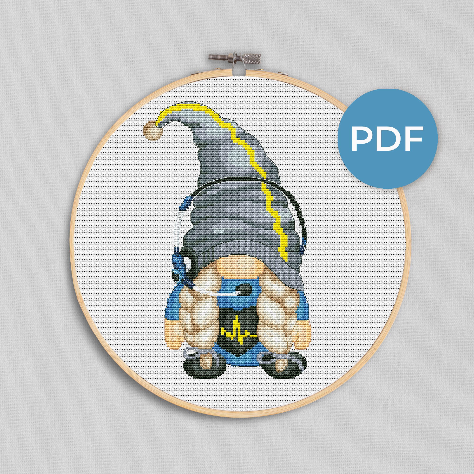 Dispatcher, Cross stitch pattern, Gnome cross stitch, 911 service