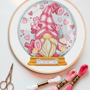Valentijnskabouter bol kruissteekpatroon (digitale download)