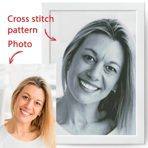 Stitch your photo, Custom cross stitch pattern, personalised cross stitch