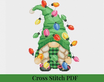 Christmas Gnome Cross Stitch Pattern PDF – Instant Download Embroidery Chart