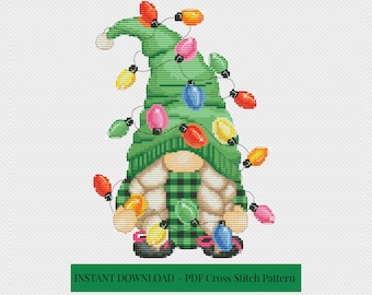 Christmas female, Christmas cross stitch, Gnomes cross stitch