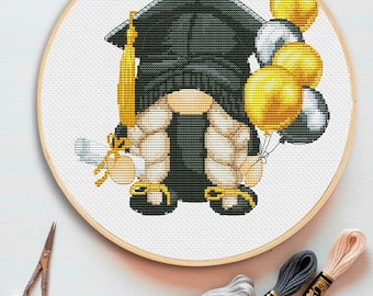 Graduate Gnome Cross Stitch Pattern: Class of 2023 (PDF Pattern)