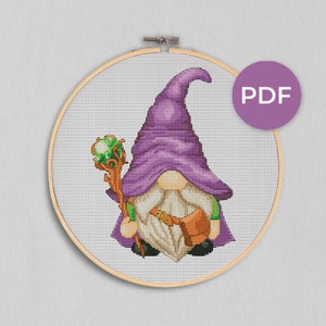 Wizard, Cross stitch pattern, Fantasy cross stitch, Cross stitch chart, Counted cross stitch, Gnomes cross stitch, Magic cross stitch