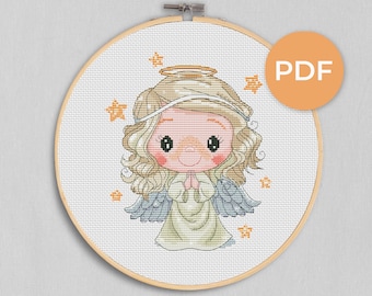 Angel, Cross stitch pattern, Angel cross stitch, Counted cross stitch, Modern cross stitch, Christmas cross stitch