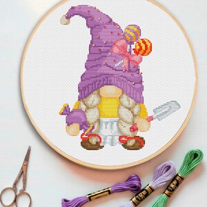Candy Maker Gnome Cross Stitch Pattern (Digital Download)