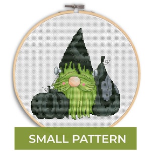 Halloween gnome, Cross stitch pattern, Gnome cross stitch, Halloween cross stitch