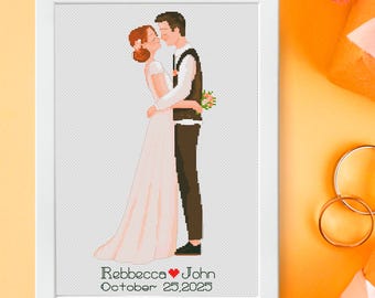 Patrón de punto de cruz de boda personalizado