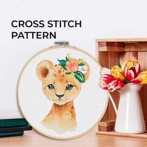 Cross stitch pattern, Lion, Animal cross stitch, Counted cross stitch, Cat cross stitch