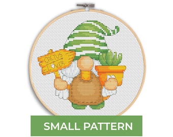 Cactus lover, Cross stitch pattern, Gnome cross stitch, Easy cross stitch