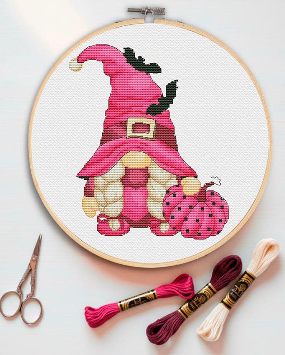 Witch Gnome Cross Stitch Pattern: Halloween Modern Design (PDF Pattern ...