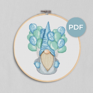 Cross stitch pattern Birthday gnome