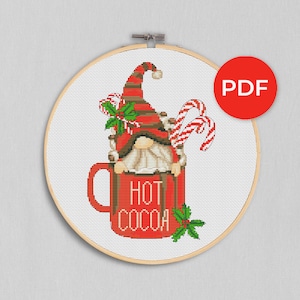 Christmas gnome, Christmas cross stitch, Gnomes cross stitch, Modern cross stitch, Cross stitch pattern, Christmas embroidery