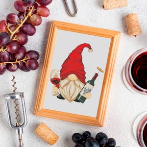 Wine Gnome Cross stitch pattern PDF