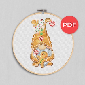 Patrón punto de cruz, Casa de jengibre, Punto de cruz navideño
