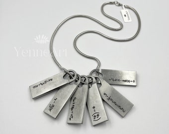 Futuristic Equation Necklace With 6 Engraved Tags, Sci-fi Symbol