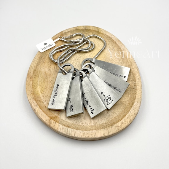 Futuristic Equation Necklace With 6 Engraved Tags, Sci-fi Symbol