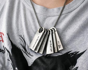 Collana Equation con 6 targhette incise, ciondolo con simbolo di targhetta per cani, gioielli da giocatore