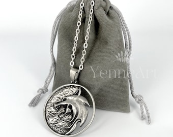 Wolf Head Medallion Necklace, Witcher Pendant, Geralt Cosplay Game Jewelry