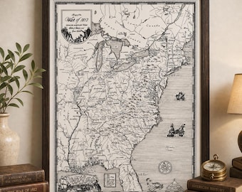 War of 1812 Hand Drawn Map • Fine Art Print