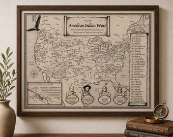 Hand Drawn American-Indian Wars Map Print • Military History Wall Art