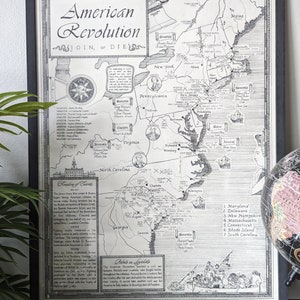 American Revolution Hand Drawn Map - Fine Art Print of Hand Drawn Map - Wall Art, Wall Decor, Unique Art, Perfect Gift