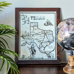 TEXAS MAP - Fine Art Print of Hand-Drawn Map, Wall Art, Wall Decor, Unique Art